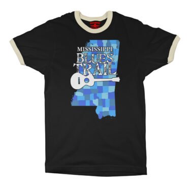 Mississippi Blues Trail Counties Ringer T-Shirt - Black-Cream