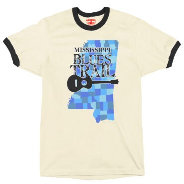 Mississippi Blues Trail Counties Ringer T-Shirt - Cream-Black