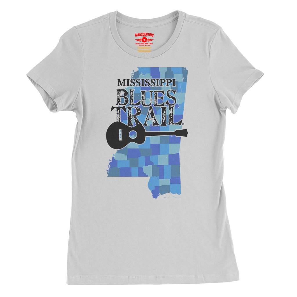 Mississippi Blues Trail Counties Ladies T-Shirt - Relaxed Fit - White