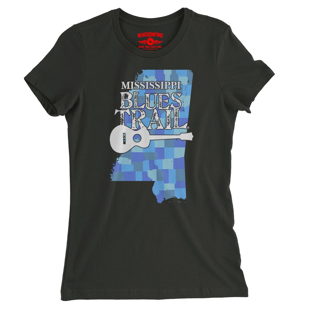 Mississippi Blues Trail Counties Ladies T-Shirt - Relaxed Fit - Vintage Black