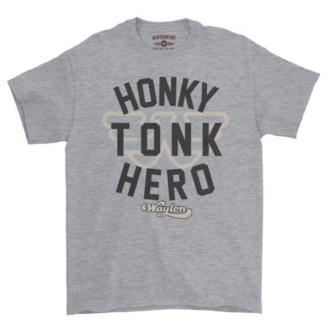 Waylon Jennings Honky Tonk Hero T-Shirt - Heavy Cotton - Athletic Heather