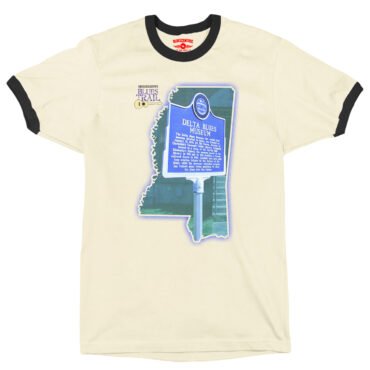 Delta Blues Museum Blues Trail Ringer T-Shirt - Cream-Black