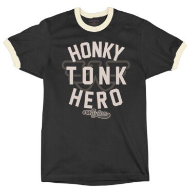 Waylon Jennings Honky Tonk Hero Ringer T-Shirt - Black-Cream