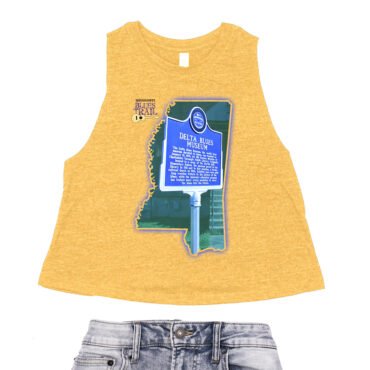 Delta Blues Museum Blues Trail Racerback Crop Top - Women's - Heather Mustard