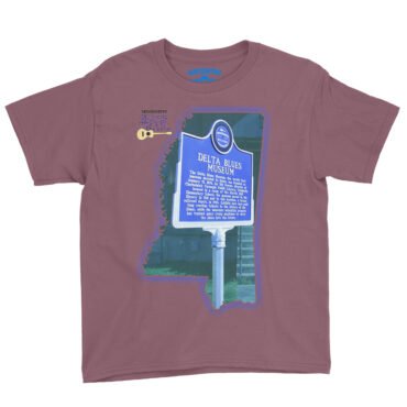 Delta Blues Museum Blues Trail Youth T-Shirt - Lightweight Children & Toddlers - Heather Maroon