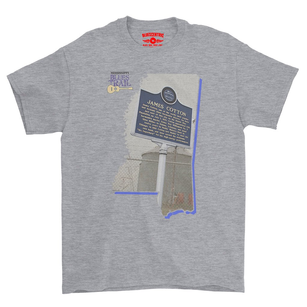 James Cotton Mississippi Blues Trail T-Shirt - Heavy Cotton - Athletic Heather