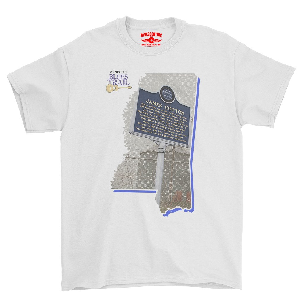 James Cotton Mississippi Blues Trail T-Shirt - Heavy Cotton - White