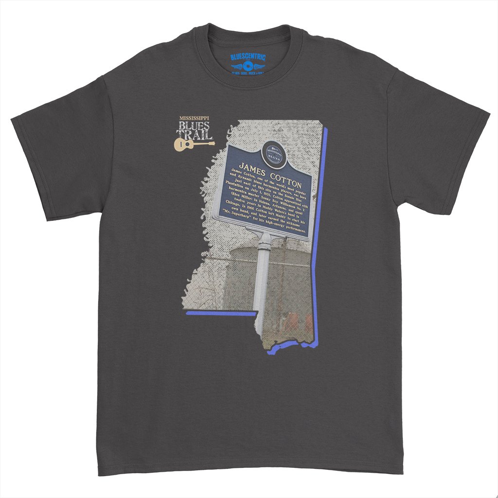 James Cotton Mississippi Blues Trail T-Shirt - Heavy Cotton - Black