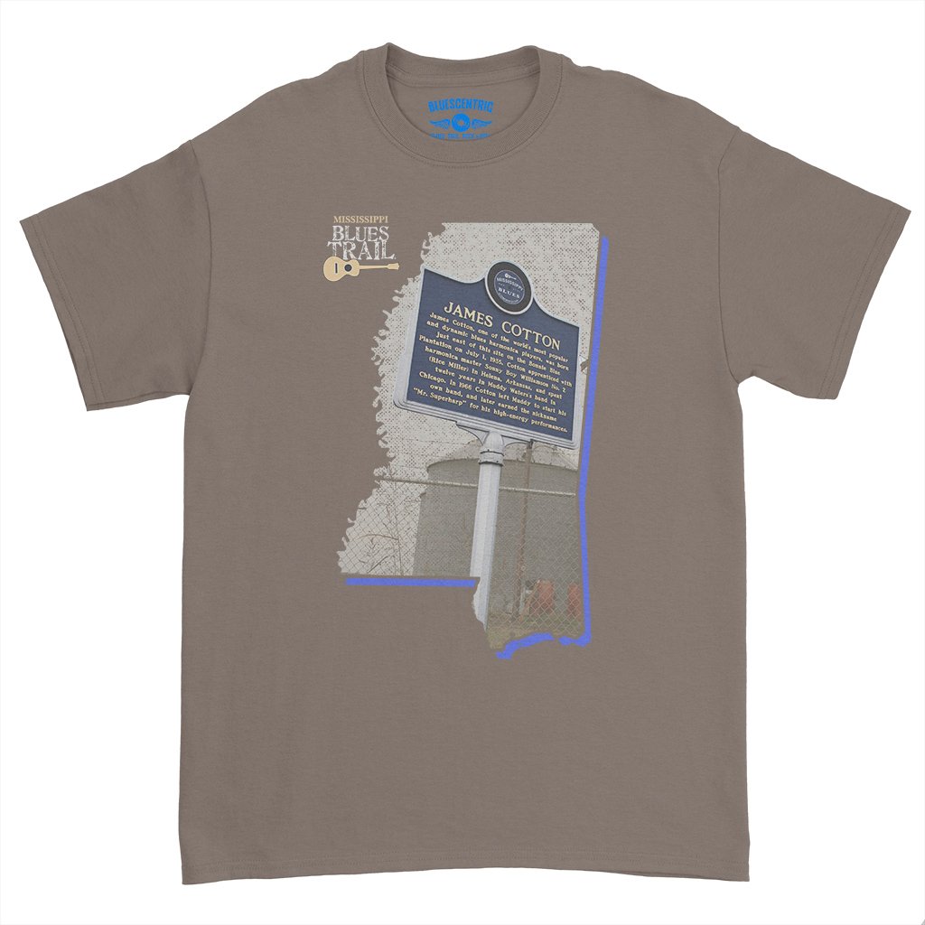James Cotton Mississippi Blues Trail T-Shirt - Heavy Cotton - Taupe