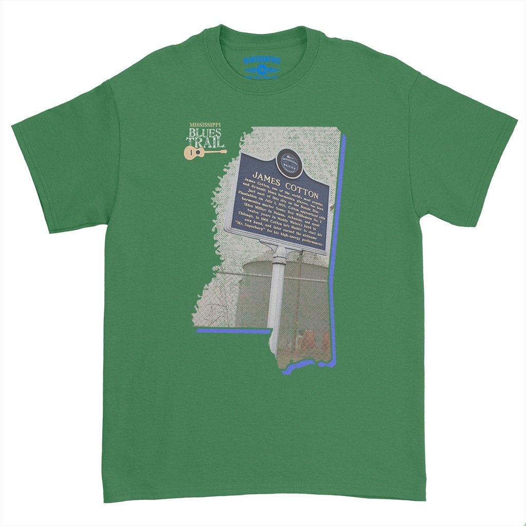 James Cotton Mississippi Blues Trail T-Shirt - Heavy Cotton - Kelly
