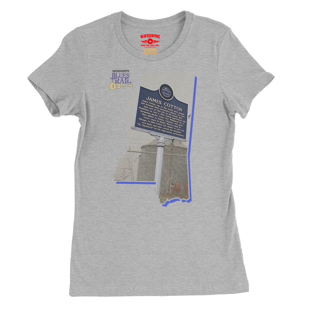 James Cotton Mississippi Blues Trail Ladies T-Shirt - Relaxed Fit - Athletic Heather