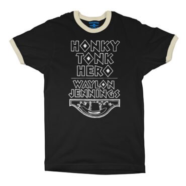 Waylon Jennings Honky Tonk Hero Ringer T-Shirt in Black Natural