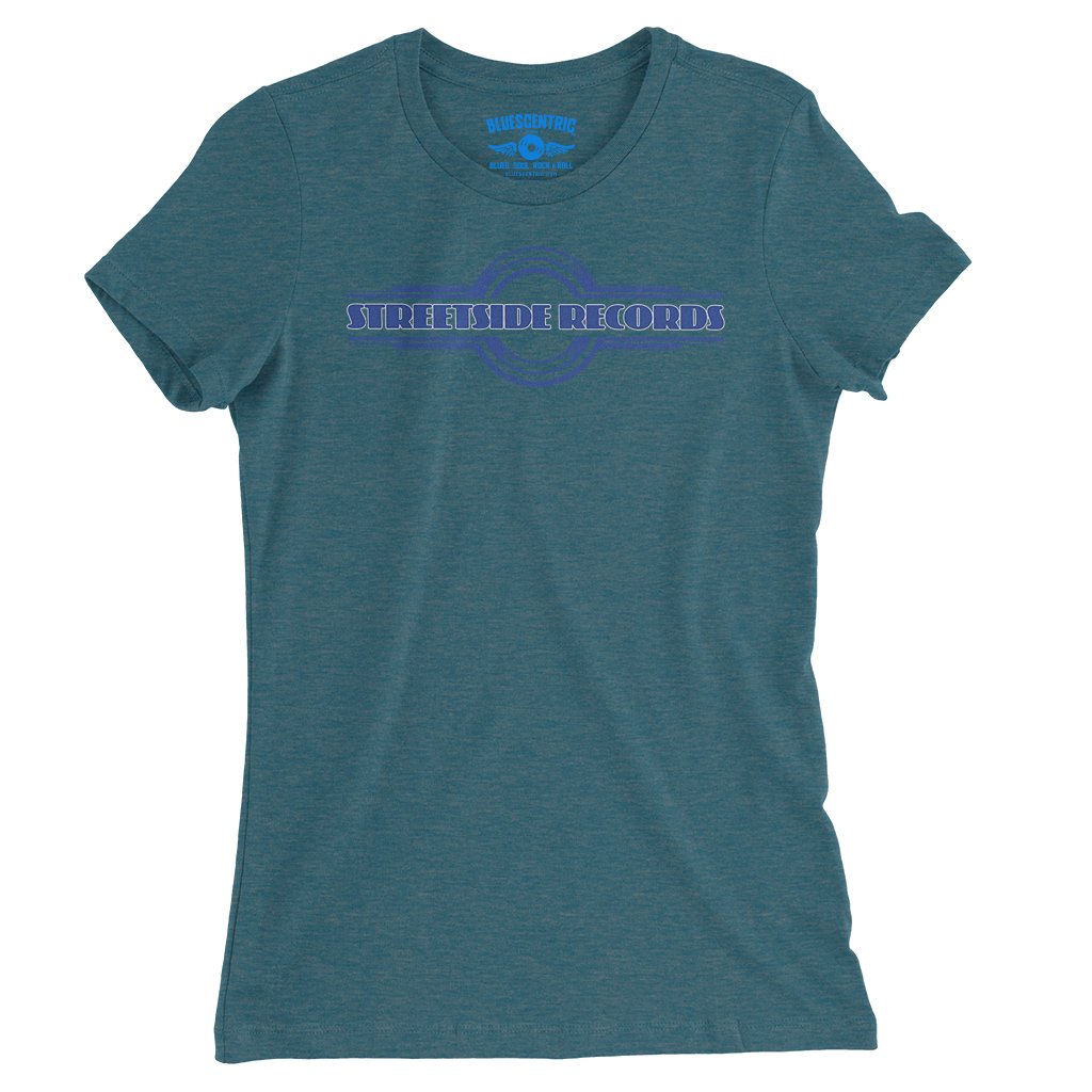 Vintage Streetside Record Store Ladies T-Shirt - Relaxed Fit - Heather Deep Teal