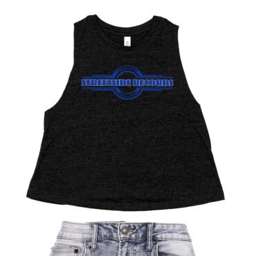Vintage Streetside Record Store Racerback Crop Top - Women's - Black