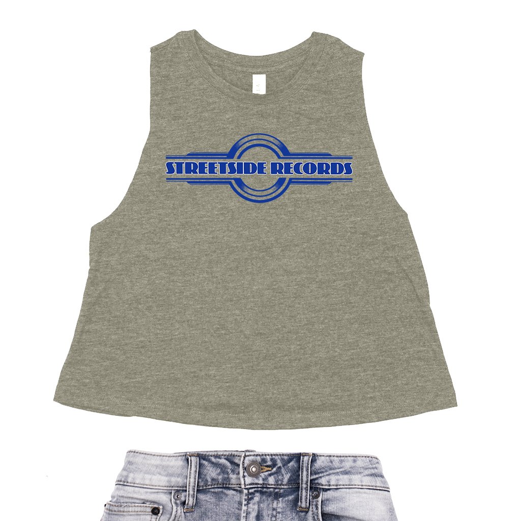 Vintage Streetside Record Store Racerback Crop Top - Women's - Heather Green