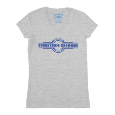 Vintage Streetside Record Store V-Neck T Shirt - Women's - Athletic Heather