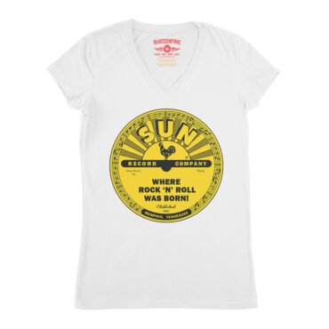 Sun Records Where Rock n Roll Was born V-Neck T Shirt - Women's - White