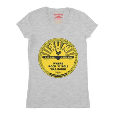 Sun Records Where Rock n Roll Was born V-Neck T Shirt - Women's - Athletic Heather
