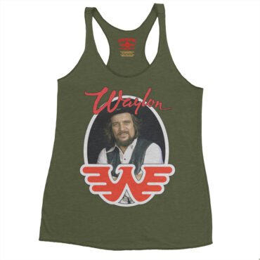 Waylon Jennings Photo Racerback Tank - Women's - Military Green