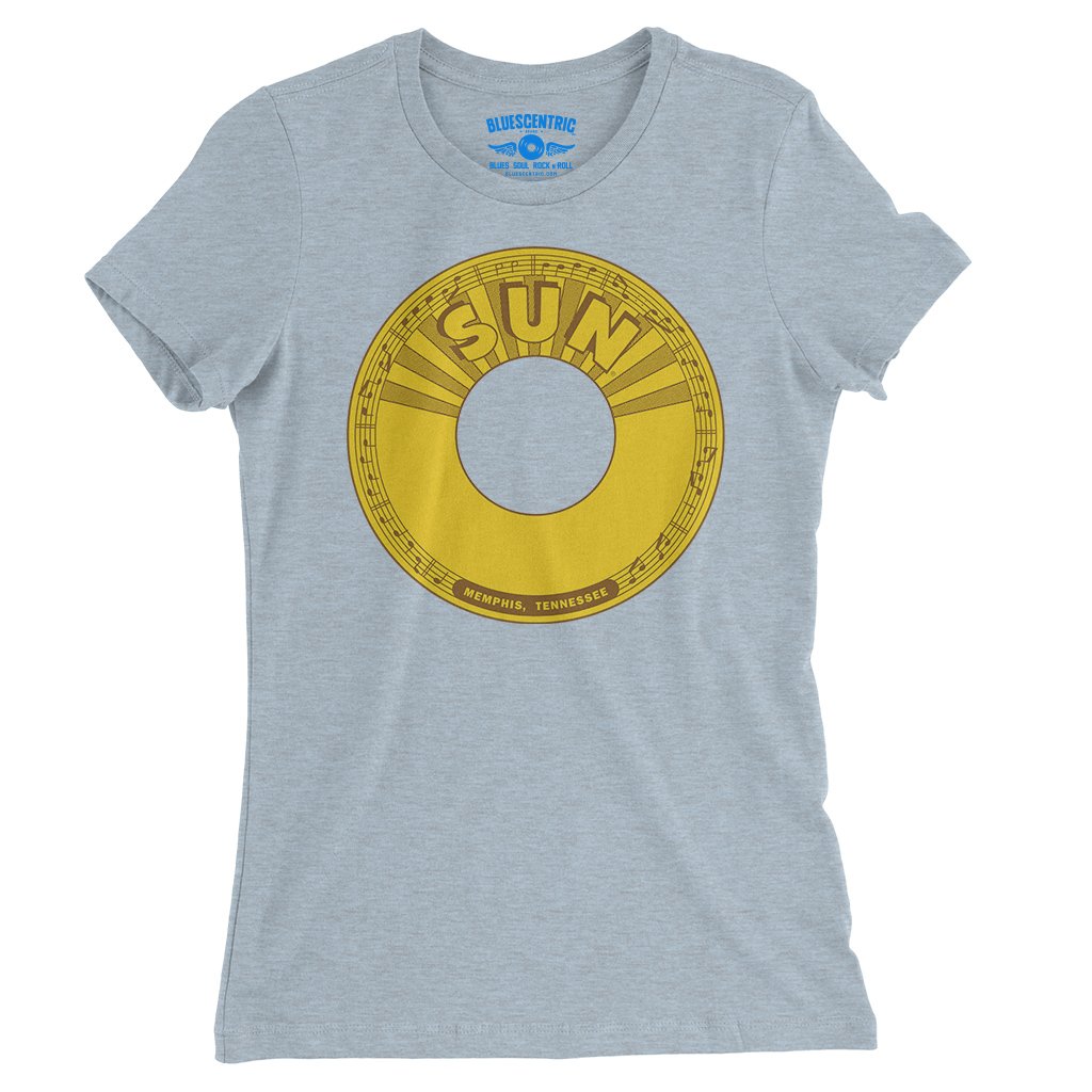 Sun Records 45 RPM Ladies T-Shirt - Relaxed Fit - Heather Prism Blue