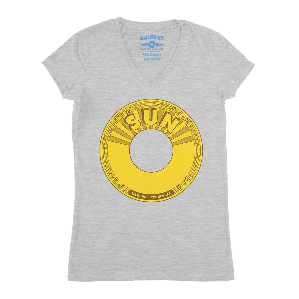 Sun Records 45 RPM V-Neck T Shirt - Women's - Athletic Heather
