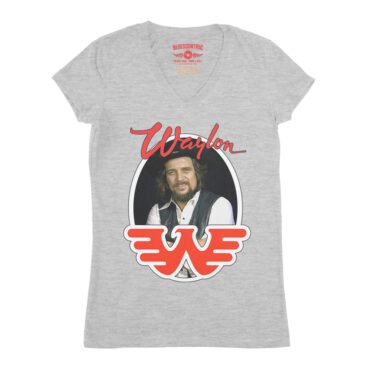 Waylon Jennings Photo V-Neck T Shirt - Women's - Athletic Heather