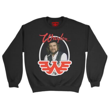 Waylon Jennings Photo Crewneck Sweatshirt - Black