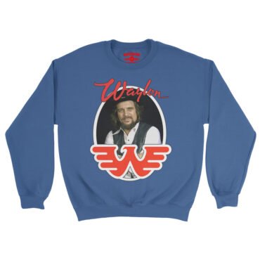 Waylon Jennings Photo Crewneck Sweatshirt - Royal