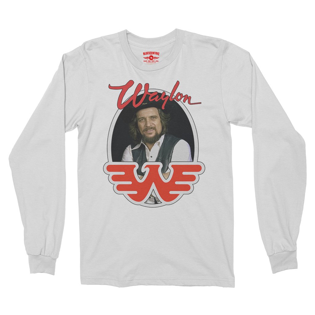 Waylon Jennings Photo Long Sleeve T-Shirt - White