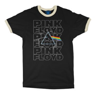 Pink Floyd Graphic Dark Side Ringer T-Shirt - Black-Cream