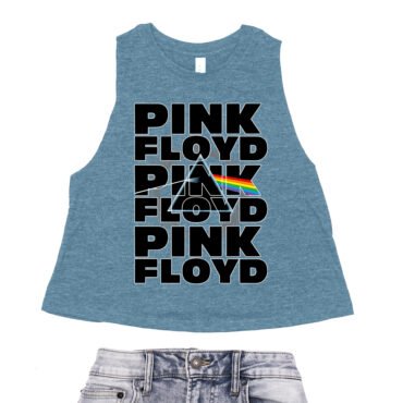 Pink Floyd Graphic Dark Side Racerback Crop Top - Women's - Heather Deep Teal