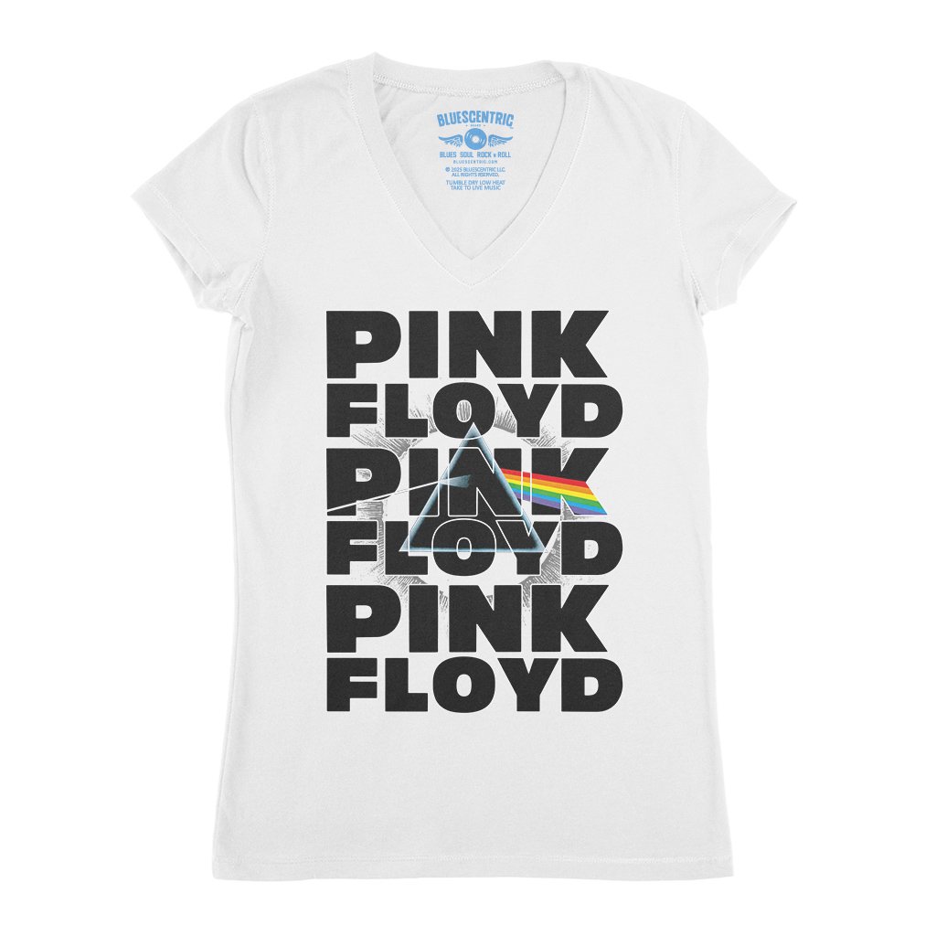 Pink Floyd Graphic Dark Side V-Neck T Shirt - Women's - White