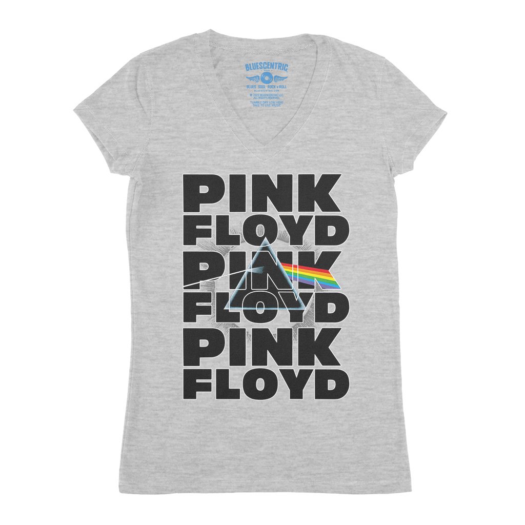 Pink Floyd Graphic Dark Side V-Neck T Shirt - Women's - Athletic Heather