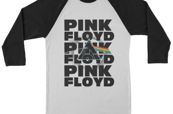 Pink Floyd Graphic Dark Side Baseball T-Shirt - White-Black
