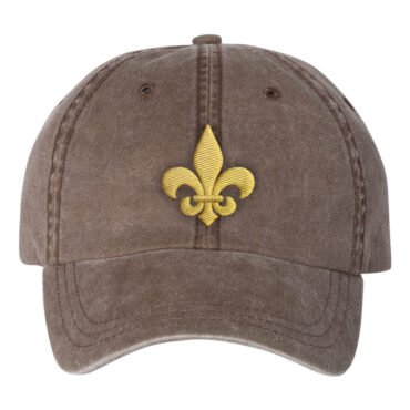 Gold Fleur de Lis Hat - Pigment Dyed Brown