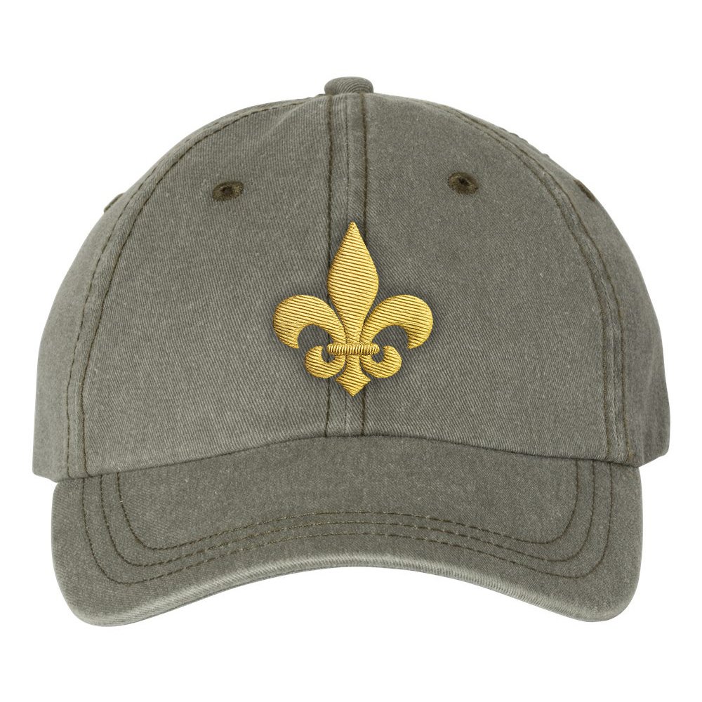 Gold Fleur de Lis Hat - Pigment Dyed Olive