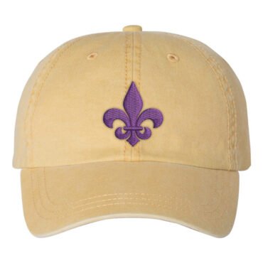 Purple Fleur de Lis Hat - Pigment Dyed Mustard