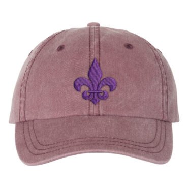 Purple Fleur de Lis Hat - Pigment Dyed Maroon