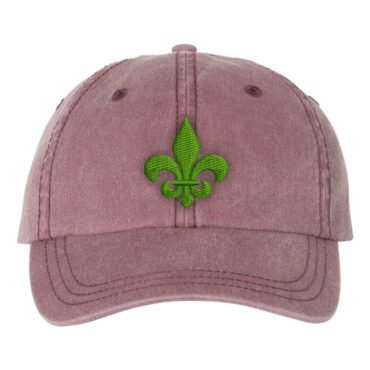 Green Fleur de Lis Hat - Pigment Dyed Maroon