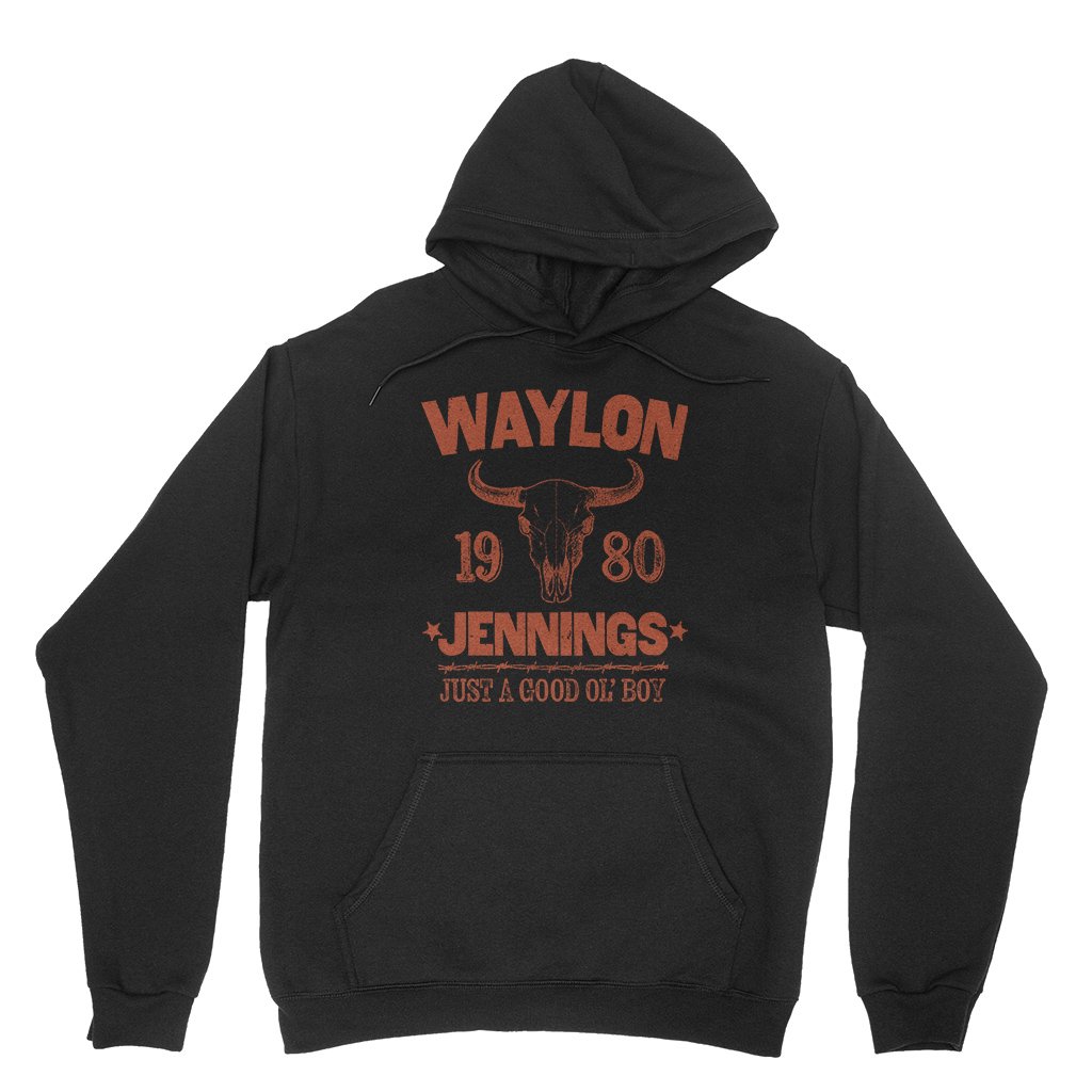 Waylon Jenning Good Ol Boy Hooded Pullover Jacket - Black