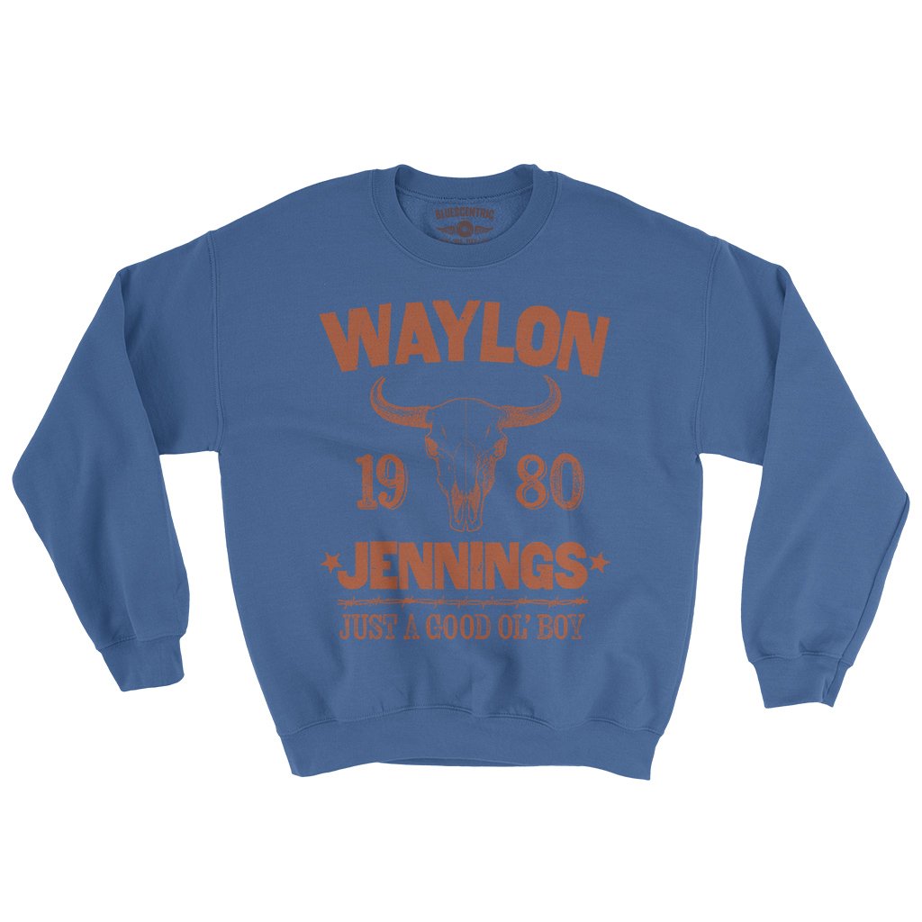 Waylon Jenning Good Ol Boy Crewneck Sweatshirt - Royal