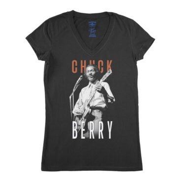 Graphic Chuck Berry Guitar V-Neck T Shirt - Women's - Black
