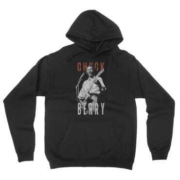 Graphic Chuck Berry Guitar Hooded Pullover Jacket - Black