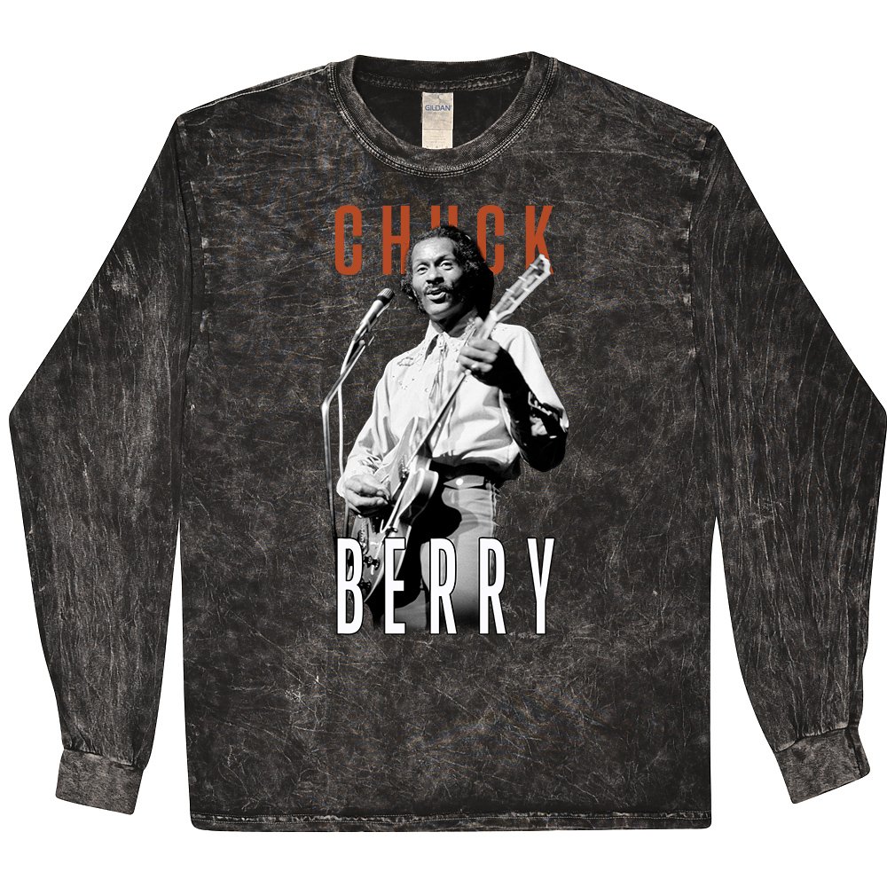 Graphic Chuck Berry Guitar T-Shirt - Black Mineral Wash - Black