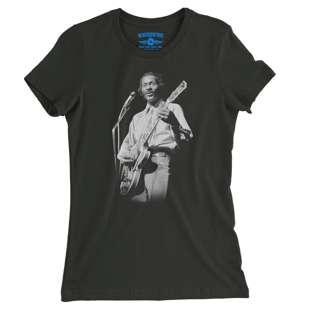 Chuck Berry Photo Ladies T-Shirt - Relaxed Fit - Vintage Black
