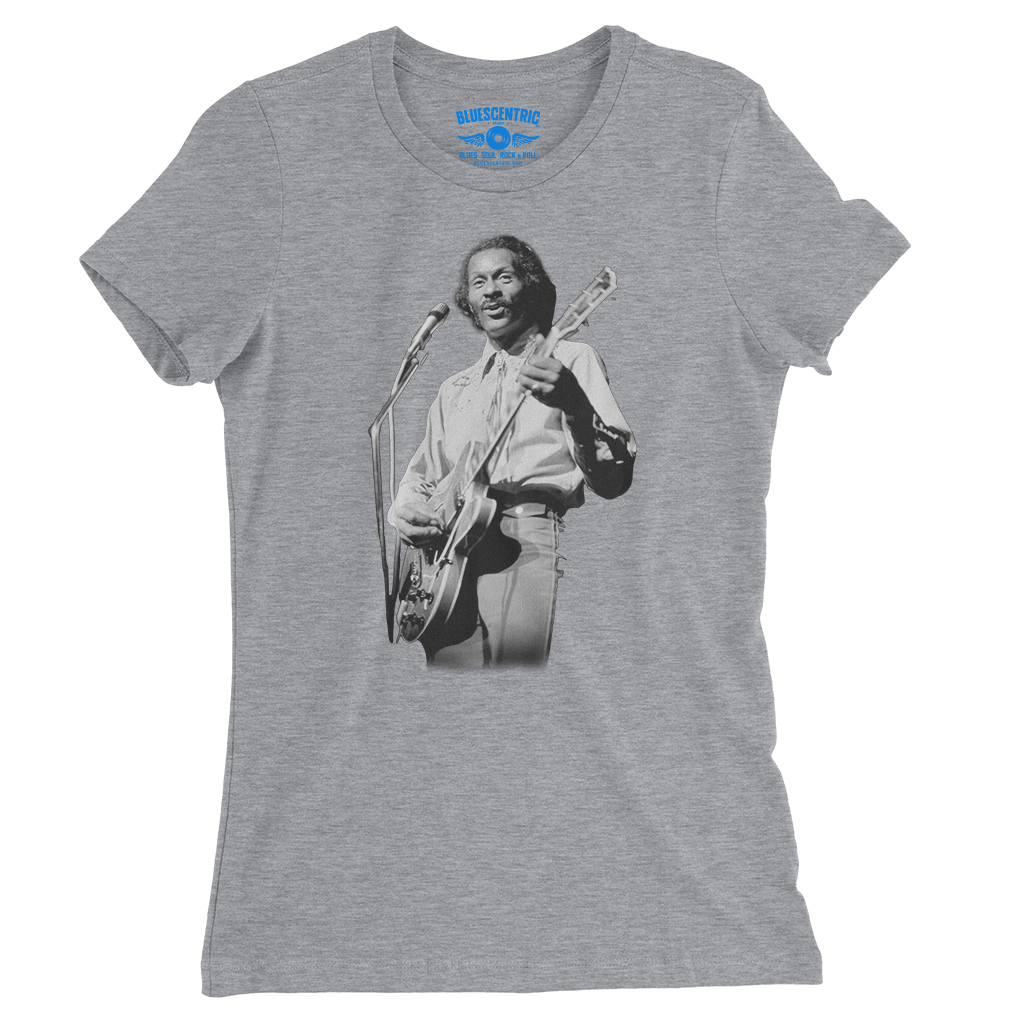 Chuck Berry Photo Ladies T-Shirt - Relaxed Fit - Athletic Heather