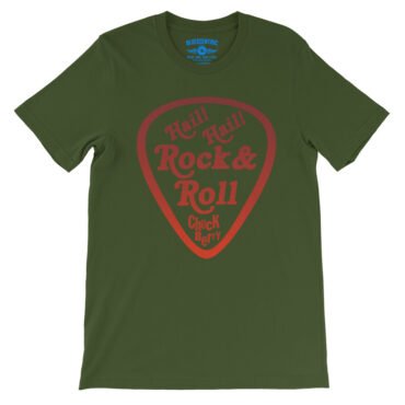 Hail! Hail! Rock n Roll! Chuck Berry T-Shirt - Lightweight Vintage Style - Olive