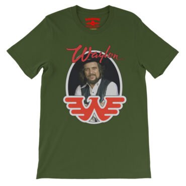 Waylon Jennings Photo T-Shirt - Lightweight Vintage Style - Olive
