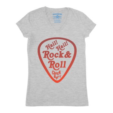 Hail! Hail! Rock n Roll! Chuck Berry V-Neck T Shirt - Women's - Athletic Heather