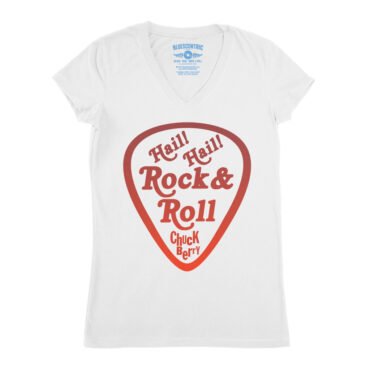 Hail! Hail! Rock n Roll! Chuck Berry V-Neck T Shirt - Women's - White